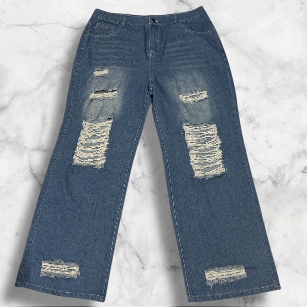 Distressed Blue Jeans